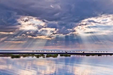 Sunset  sea cloudscape Stock Photos