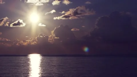 Sunset on the sea in cloudy weather Stock Footage 97813061
