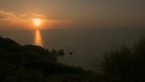 Sunset on the sea from the coast Video stock 155382336