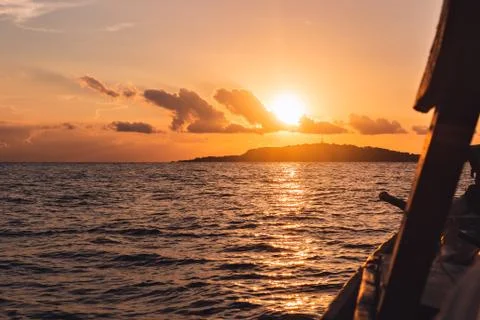 Sunset at the sea, dramatic sky, indonesia Fotos Stock