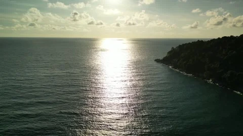 Sunset on the sea. Drone video Video stock 299724103