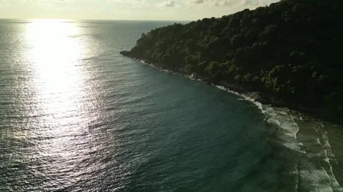Sunset on the sea. Drone video Video stock 299724486