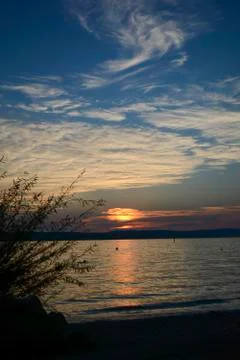 Sunset Sea Dune Beach Clouds Silhouette picture Фото