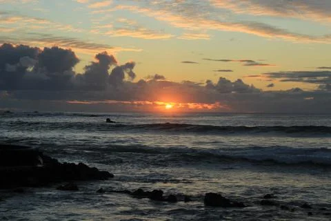 Sunset on the sea, Easter Island Stock Photos