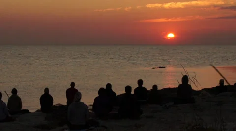 Sunset into the sea Stock Footage 32155520