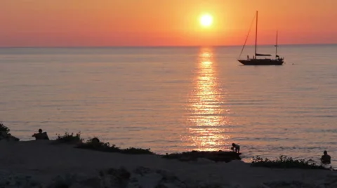 Sunset at sea Stock Footage 49687272