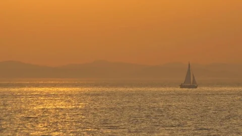 Sunset on the sea Stock Footage 79003098