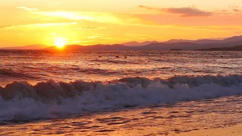 Sunset at Sea Stock Footage 98417983