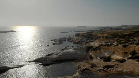 Sunset by the sea. High flight on a drone. Beach and sea. 4K Stock Footage 104656365