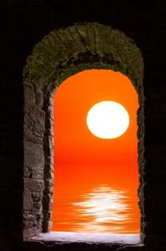 Sunset sea horizon framed Stock Photos