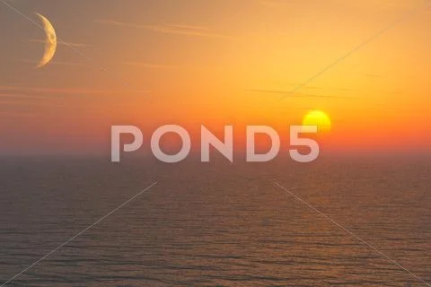 Sunset at sea Stock Illustration
