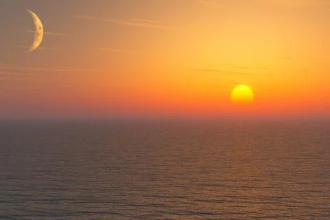 Sunset at sea Stock Illustration