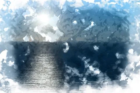 Sunset on the sea Illustrazione stock