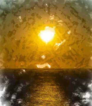 Sunset on the sea Stock Illustration