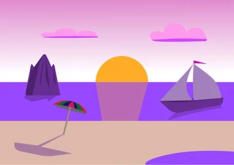 Sunset on the sea Illustration