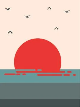 Sunset at the sea Stock Illustration