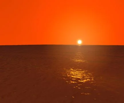 Sunset at sea Stock Illustration