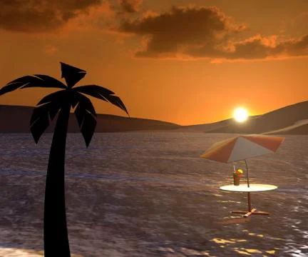 Sunset at Sea Stock Illustration