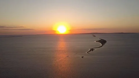 Sunset On The Sea With Kitesurfers Stock Footage 100197912