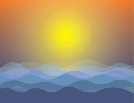 Sunset sea landscape Stock Illustration