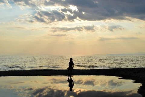 Sunset sea landscape reflection 스톡 사진