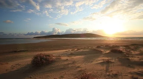 Sunset sea mountains Stock Footage 49070990
