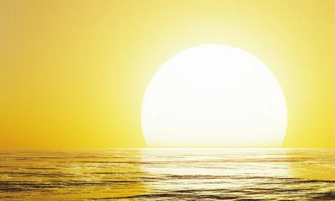 Sunset by the sea or the ocean. The reflection of the sun on the sea with wav Stock Illustration