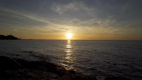 Sunset by the sea. Panorama Stock Footage 124807466