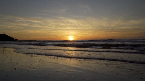 Sunset by the sea. Panorama Stock Footage 124807778