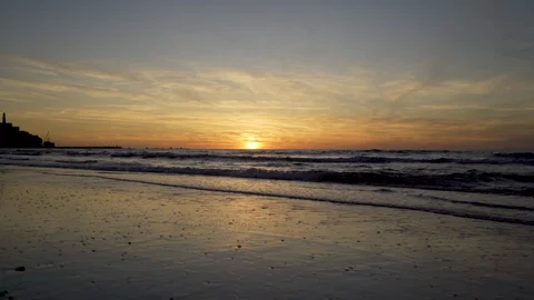 Sunset by the sea. Panorama Stock Footage 124808775