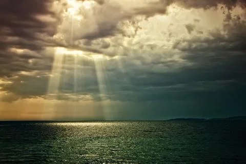 Sunset on sea Stock Photos