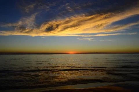 Sunset at sea 库存照片