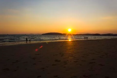 Sunset with sea Stock Photos