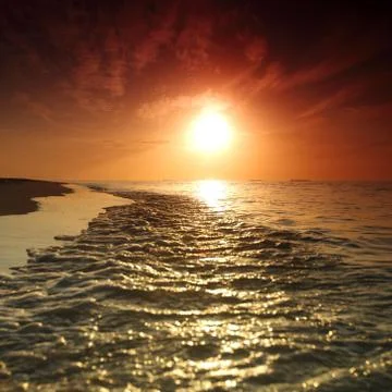 Sunset on the sea Stock Photos