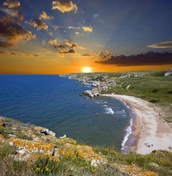 Sunset on sea 스톡 사진