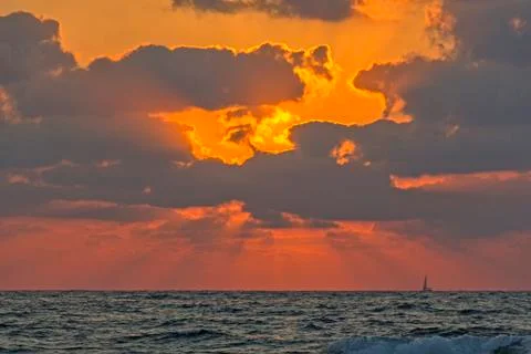 Sunset at the sea. Stock Photos