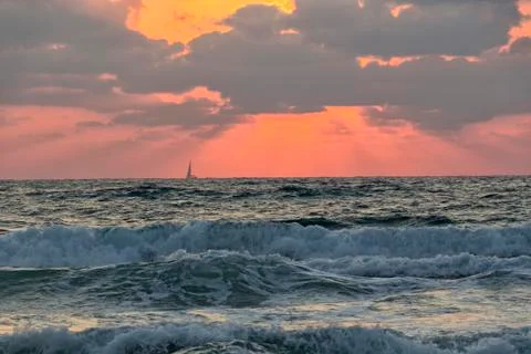 Sunset at the sea. Stock Photos