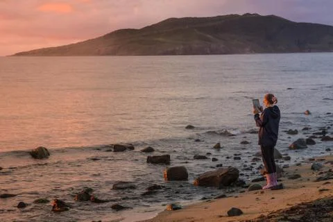 Sunset at the sea. Stock Photos