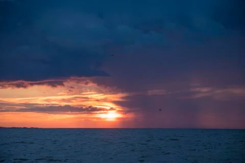 Sunset at the sea. Stock Photos