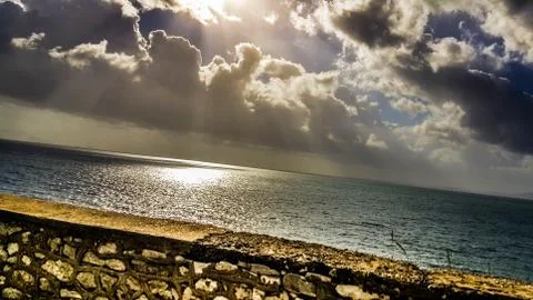 Sunset on the sea 스톡 사진