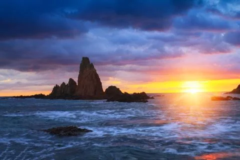 Sunset on the sea Stock Photos