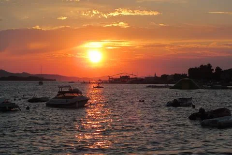 Sunset on sea Stock Photos