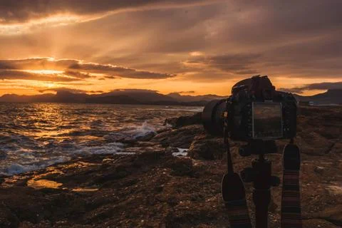 Sunset by the sea Stock Photos