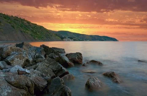 Sunset on sea Stock Photos