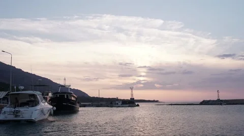 Sunset at the Sea Port Timelapse 4K Stock Footage 66564366