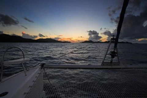 Sunset on the sea in praslin Stock Photos
