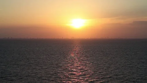 Sunset at sea. Real Time Stock Footage 129512439