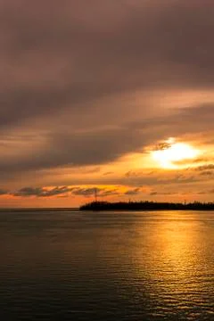 Sunset at sea with reflection Foto stock