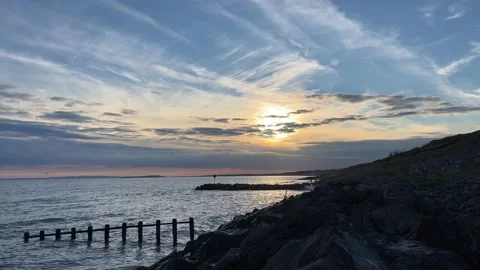 Sunset on the sea with rocks Stock Footage 212467512