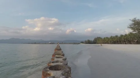 Sunset on the sea with rotation Stock Footage 49088284